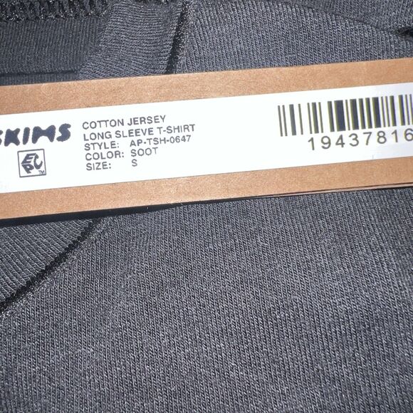 SMALL Skims Cotton Jersey Long Sleeve T-Shirt SOOT AP-TSH-0647 - Picture 3 of 6